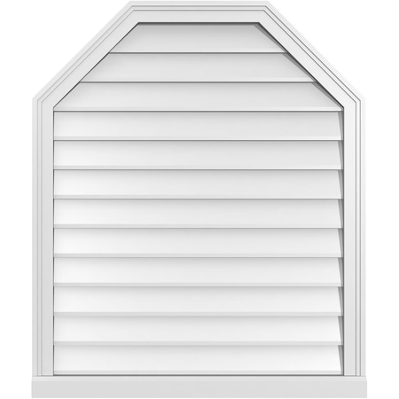 Ekena Millwork Octagonal Top Surface Mount PVC Gable Vent w/ 2"W x 2"P Brickmould Sill Frame, 32"W x 38"H GVPOT32X3803SN